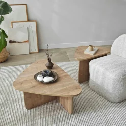 Table basse gigogne effet bois, triangle organique (x2) MARFA