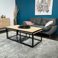 Table basse gigogne en bois de chêne blanc (lot de 3) COLOGNE