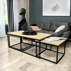 Table basse gigogne en bois de chêne blanc (lot de 3) COLOGNE