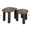 Table basse gigogne en bois de teck forme organique carrée (lot de 2) YOGY