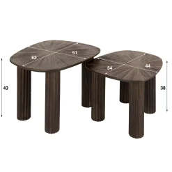 Table basse gigogne en bois de teck forme organique carrée (lot de 2) YOGY