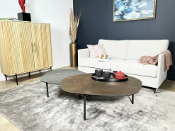Table basse gigogne en céramique finition ardoise et rouille (lot de 2) LOMBARDIE
