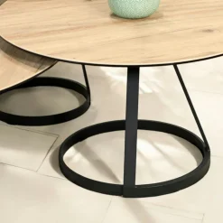 Table basse gigogne en céramique effet bois clair (lot de 3 pièces) LOMBARDIE