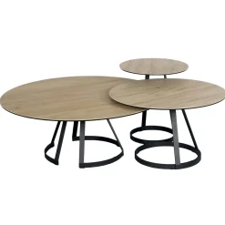 Table basse gigogne en céramique effet bois clair (lot de 3 pièces) LOMBARDIE