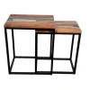 Table basse gigogne epoxy noir et bois d'acacia (lot de 2) BORA