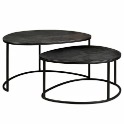 Table basse gigogne noire design organique (lot de 2) KANO