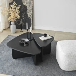Table basse gigogne noire, triangle organique (x2) MARFA