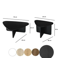 Table basse gigogne noire, triangle organique (x2) MARFA