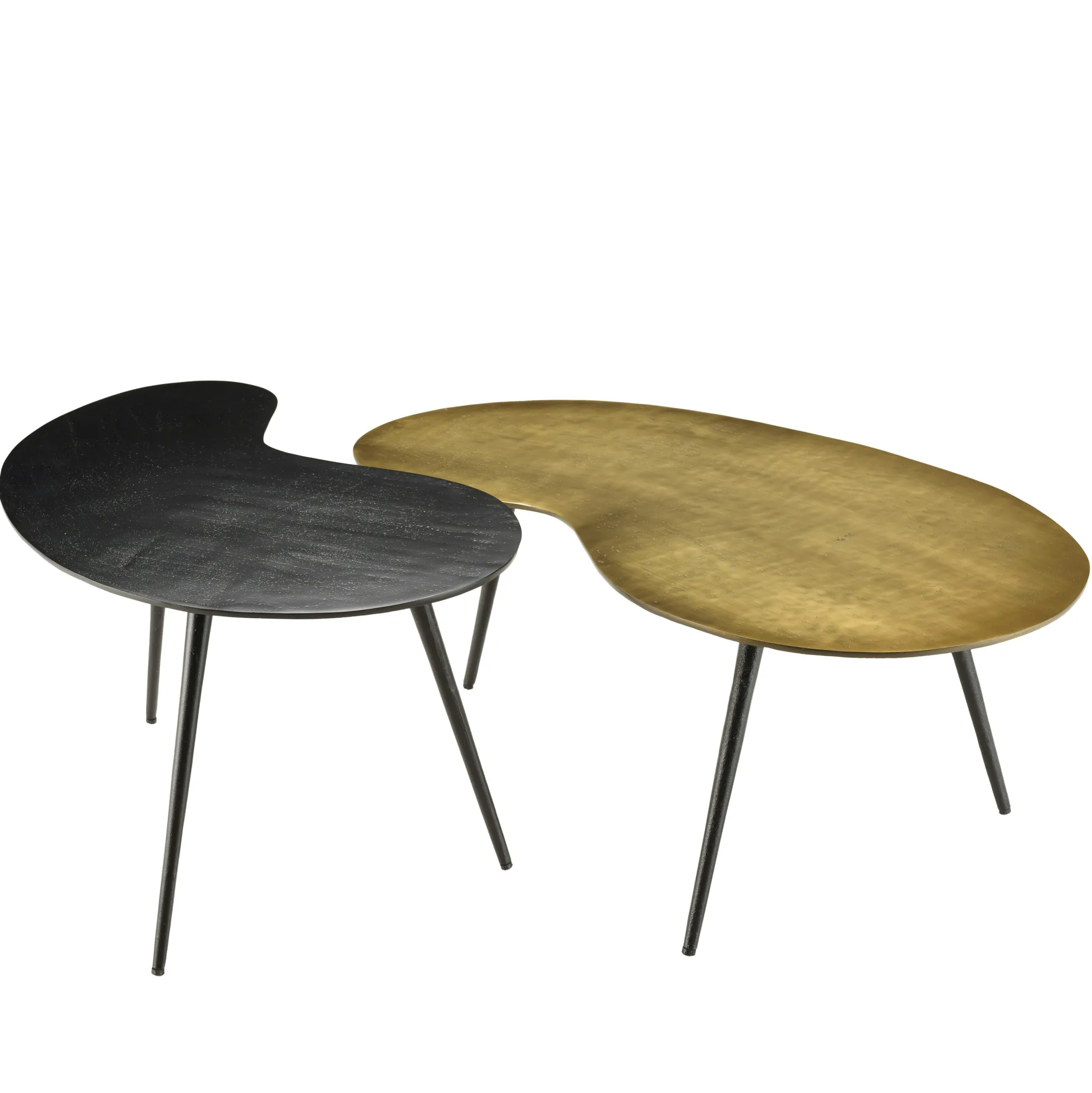 Table basse gigogne ovale métal noir et doré (lot de 2) ZALA