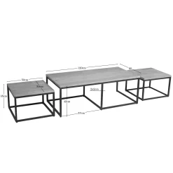 Table basse gigogne rectangulaire en bois clair (lot de 3) RIVANO
