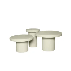 Table basse gigogne ronde bois sable à plateau épais (lot de 3) ALMA