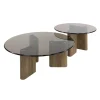 Table basse gigogne ronde en verre fumé (lot de 2) MILOS