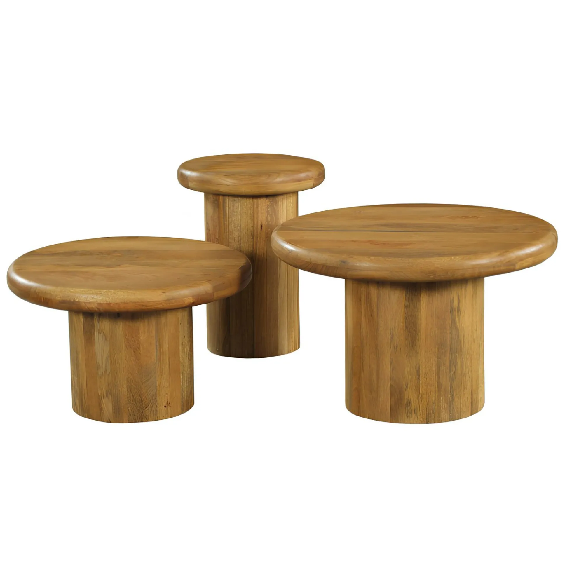 Table basse gigogne ronde à plateau épais (lot de 3) ALMA