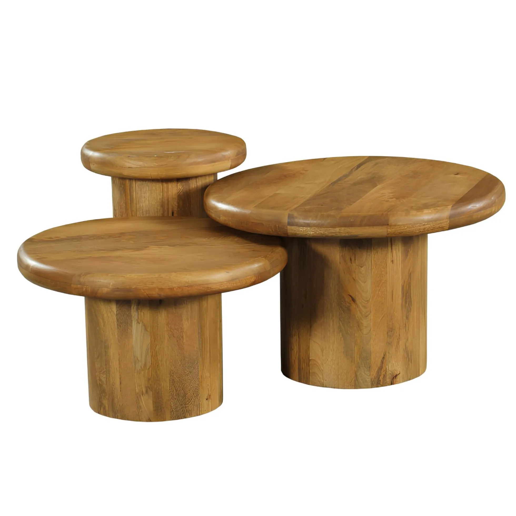 Table basse gigogne ronde à plateau épais (lot de 3) ALMA