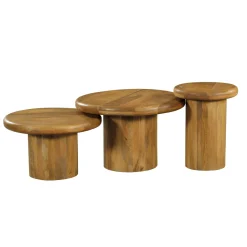 Table basse gigogne ronde à plateau épais (lot de 3) ALMA