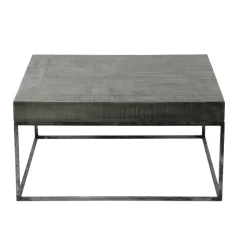 Table basse grise bois massif 80 cm LUCKNOW