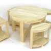 Table basse hévéa D76cm + 4 tabouretsMAORI