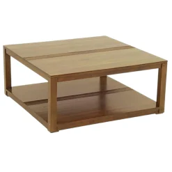 Table basse hévéa double plateau 90x90cm GALA