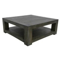 Table basse Hévéa double plateaux 90x90x35cm ATTAN