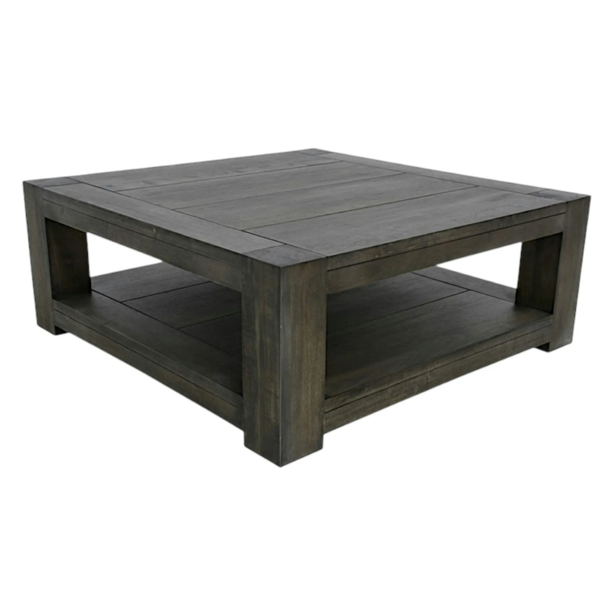 Table basse Hévéa double plateaux 90x90x35cm ATTAN