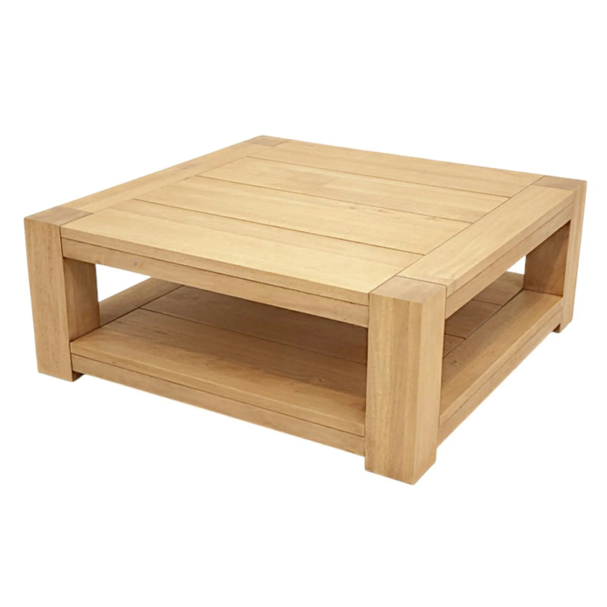 Table basse Hévéa double plateaux 90x90x35cm ATTAN