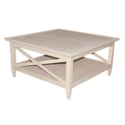 Table basse Hévéa double plateaux et côtés croisillons 90x90x45cm MAORI / TRADITION