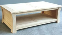 Table basse Hévéa double plateaux 120x70x40cm MAORI