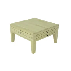 Table basse Hévéa 4 éléments coulissants 70x70x40cm MAORI