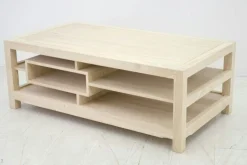 Table basse hévéa 3 plateaux 5 niches 110x60cm MAORI