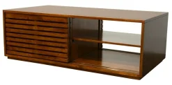 Table basse Hévéa 4 portes coulissantes Persiennes 130x70x45cm NEW ORLEANS