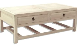 Table basse Hévéa 4 tiroirs 127x71x46cm MAORI