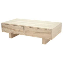 Table basse Hévéa 2 tiroirs 120x60x35cm NIAGARA