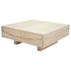 Table basse Hévéa 4 tiroirs 90x90x35cm NIAGARA