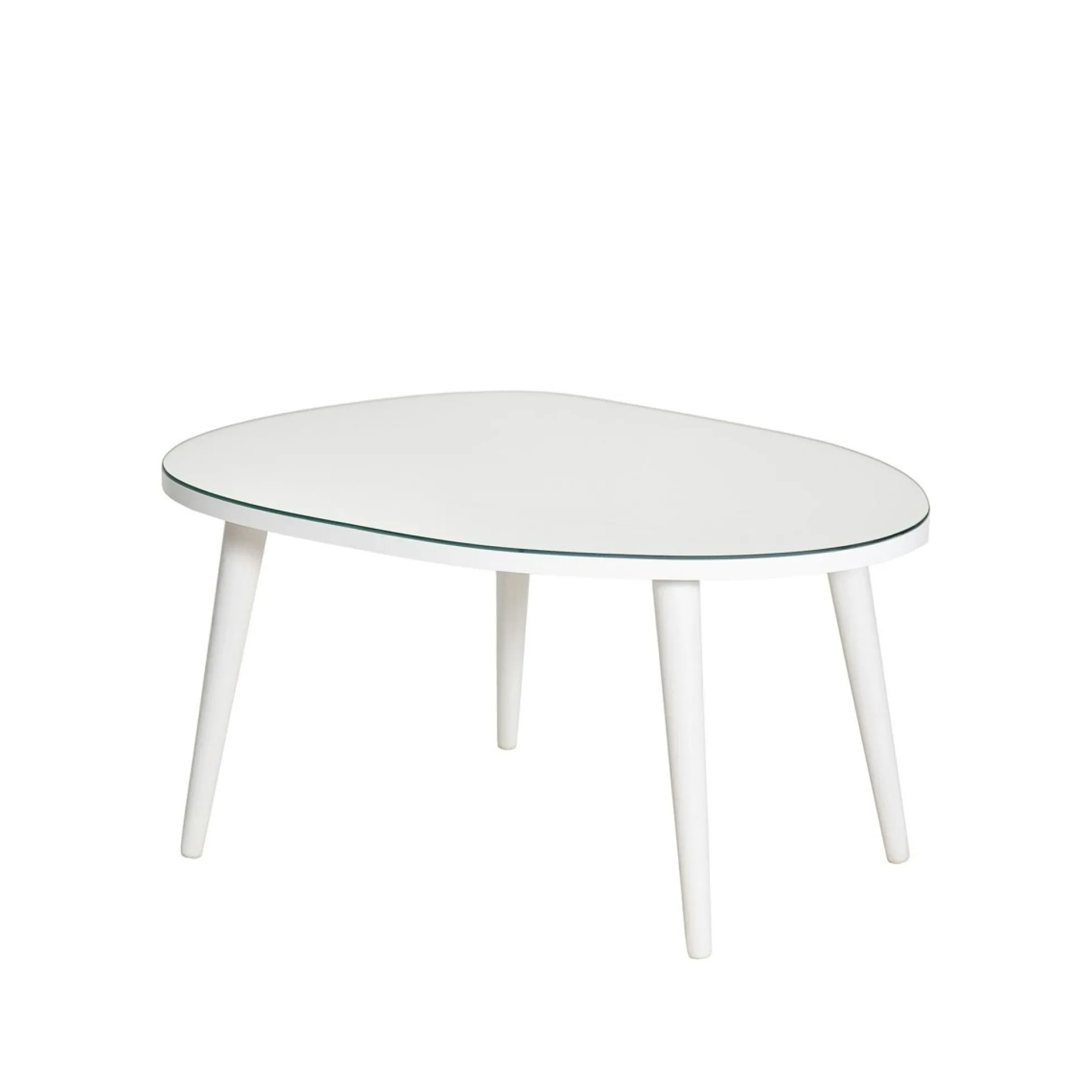 Table basse miroir forme organique pieds blancs TULUM