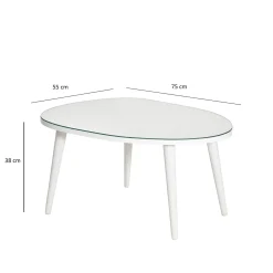 Table basse miroir forme organique pieds blancs TULUM