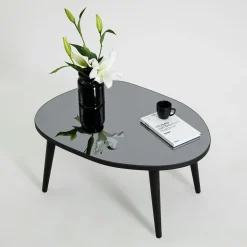 Table basse miroir forme organique pieds noirs TULUM