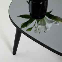 Table basse miroir forme organique pieds noirs TULUM