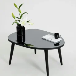 Table basse miroir forme organique pieds noirs TULUM