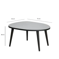 Table basse miroir forme organique pieds noirs TULUM