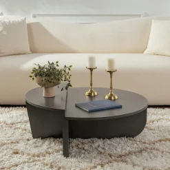 Table basse moderne anthracite effet laque - 2 hauteurs MARFA