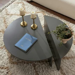 Table basse moderne anthracite effet laque - 2 hauteurs MARFA