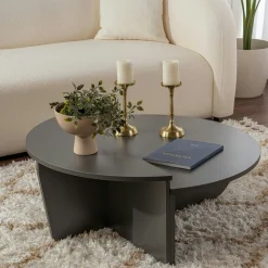 Table basse moderne anthracite effet laque - 2 hauteurs MARFA