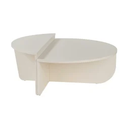 Table basse moderne blanche effet bois - 2 hauteurs MARFA