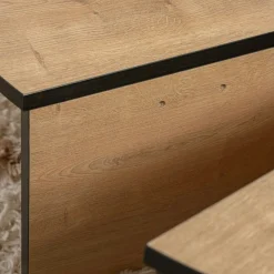 Table basse moderne effet bois ruban noir - 2 hauteurs MARFA