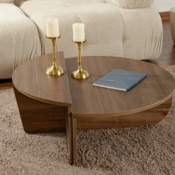 Table basse moderne effet bois de noyer - 2 hauteurs MARFA