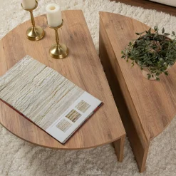 Table basse moderne effet bois de pin - 2 hauteurs MARFA