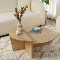 Table basse moderne effet chêne huilé - 2 hauteurs MARFA