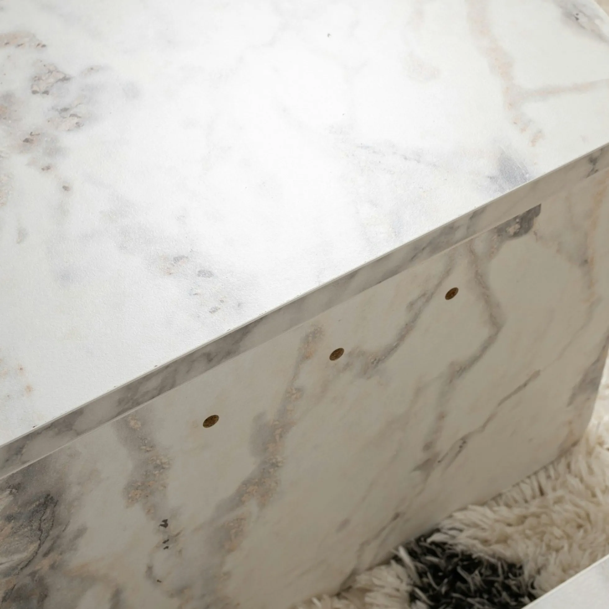Table basse moderne effet marbre blanc - 2 hauteurs MARFA