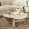 Table basse moderne effet travertin - 2 hauteurs MARFA