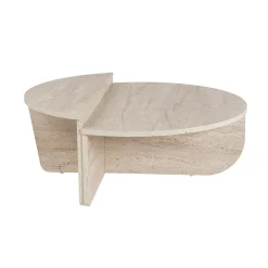 Table basse moderne effet travertin - 2 hauteurs MARFA
